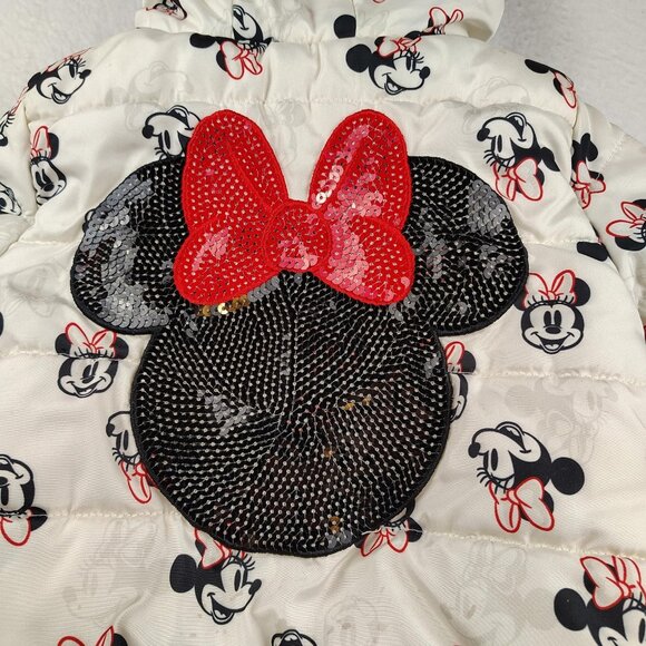 Disney Minnie Mouse Jacket Girls 3T Winter Puffer Sherpa Lined - Picture 3 of 13
